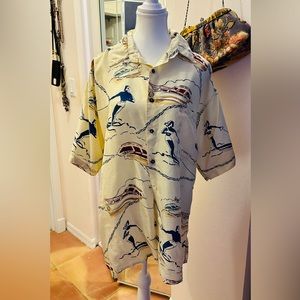 Unisex Silk Button down short sleeve Shirt